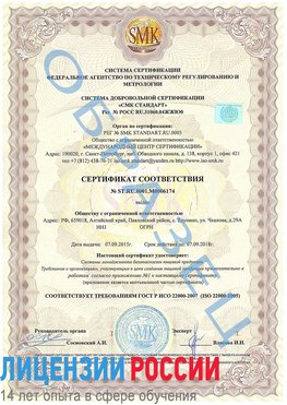 Образец сертификата соответствия Мариинск Сертификат ISO 22000